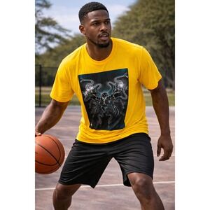 Nike Kobe Bryant Black Mamba Graphic T-Shirt Mens L Yellow Graphic Basketball